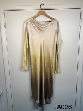 KES NYC Double Wing 100% Silk Ombré Draped Dress XS/S